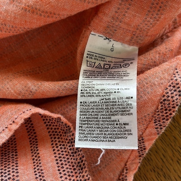 Old Navy Men’s Slim Fit Salmon Linen Blend Button-down Short Sleeve Size Large - Picture 9 of 10